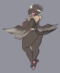  anthro areola beak big_breasts big_butt breasts butt female grey_background liveforthefunk looking_back mandibuzz neck_tuft nintendo nude pok&eacute;mon simple_background solo thick_thighs tuft video_games wings 