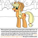  apple apple_tree applejack_(mlp) bitterplaguerat cutie_mark dialogue earth_pony english_text equine feral food friendship_is_magic fruit green_eyes hat horse mammal my_little_pony pony solo text tree 