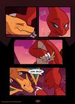  2017 absurd_res blitzdrachin blush cave charizard charmeleon claws comic detailed_background digital_media_(artwork) dragon female feral fire hi_res male nervous nintendo pok&eacute;mon pok&eacute;mon_mystery_dungeon size_difference sky smaller_female sunset video_games 