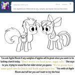  apple_bloom_(mlp) bitterplaguerat dialogue earth_pony english_text equine fan_character feral friendship_is_magic horn horse loki_(bitterplaguerat) mammal monochrome my_little_pony pony simple_background text unicorn 