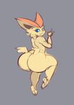  ambiguous_gender anthro big_butt blue_eyes butt cute_fangs fur girly grey_background legendary_pok&eacute;mon liveforthefunk looking_back nintendo nude pok&eacute;mon simple_background solo victini video_games 