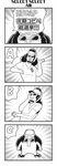  4koma :3 bkub comic dj_copy_and_paste greyscale grin headphones highres honey_come_chatka!! monochrome shirt simple_background smile sunglasses t-shirt translated v-neck 