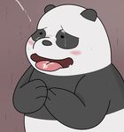  2017 ahegao bear blush cum cum_in_mouth cum_inside cum_on_eye cum_on_face drooling inside looking_pleasured male male/male mammal panda panda_(wbb) saliva slightly_chubby solo sweat tsunamagero 