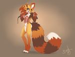 anthro bonk clothing corset female horn lingerie looking_at_viewer mammal panties red_panda riding_crop smile solo standing underwear whip 