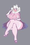  anthro big_breasts blue_eyes breasts clothed clothing crossed_legs female footwear grey_background high_heels jellicent lips liveforthefunk nintendo pok&eacute;mon shoes simple_background sitting solo thick_thighs video_games wide_hips 