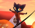  2017 anthro cat clothed clothing cristalwolf567 feline female fur hi_res mae_(nitw) mammal night_in_the_woods red_eyes simple_background solo 