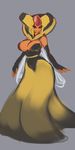  anthro big_breasts breasts clothed clothing dress female grey_background liveforthefunk nintendo pok&eacute;mon red_eyes simple_background solo vespiquen video_games 