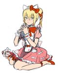  1girl animal_ears blonde_hair blue_eyes dress edna_(tales) frills hairband hello_kitty shoes short_hair side_ponytail tales_of_(series) tales_of_zestiria 