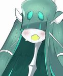  9999gpera ambiguous_gender animated blush celesteela cum cum_on_face fangs green_hair hair long_neck nintendo open_mouth pok&eacute;mon simple_background solo sweat ultra_beast video_games white_background 