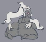  1_eye anthro anus breasts butt dusclops female grey_background hair liveforthefunk looking_back lying nintendo nude on_front pok&eacute;mon presenting presenting_hindquarters pussy side_boob simple_background solo spread_anus spread_butt spreading thick_thighs video_games white_hair 