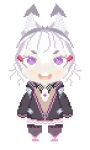  animal_ears chibi cursed_crystal grey_hair happy highres phase_connect pixel_art short_hair tagme tenma_maemi 