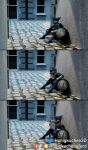 3d_(artwork) anthro building city clothed clothing cobblestone digital_media_(artwork) hat headgear headwear hi_res honigkuchenpferd house male painting_(object) slime sly_cooper sly_cooper_(series) solo sony_corporation sony_interactive_entertainment staff sucker_punch_productions tail window