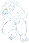  anthro blue_theme breasts canine ear_piercing featureless_breasts female mammal maplecookies muscular nude piercing sketch solo tusks 