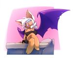 anthro bat big_breasts bigdad breasts clothed clothing female mammal rouge_the_bat sitting solo sonic_(series) tongue tongue_out wings 