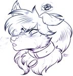  angry anthro blue_theme blush canine collar female fur hair mammal maplecookies solo tongue tongue_out 