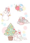  alcremie alolan_vulpix alternate_color animal_focus artist_name asakoline bird black_eyes christmas_tree closed_eyes commentary_request food fruit hat highres no_humans one_eye_closed penguin piplup plant pokemon pokemon_(creature) potted_plant santa_hat shiny_pokemon sitting sleeping snowflakes snowman star_(symbol) strawberry twitter_username white_background 