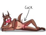 2023 4:3 :i anthro arms_bent arrow_pointing_to_crotch balls bent_leg blush bodily_fluids body_blush bovid brown_body brown_fur capri_(deerkid) caprine deerkid digital_drawing_(artwork) digital_media_(artwork) directional_arrow embarrassed flaccid floppy_ears foreskin fur genitals goat head_tuft heavy_blush hooves horn humanoid_genitalia humanoid_penis looking_at_viewer lying male mammal multicolored_body multicolored_fur nude on_ground on_side penis penis_blush pose shaded shoulder_tuft simple_background solo sweat tail tan_body tan_fur text tuft two_tone_body two_tone_fur unretracted_foreskin white_background wide_eyed