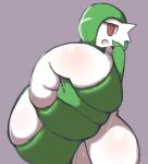 2023 big_breasts black_eyes breast_squish breasts cel_shading clothing colored_sketch digital_media_(artwork) female gardevoir generation_3_pokemon green_clothing green_hair grey_background hair hand_on_breast hand_on_own_breast hi_res holding_breast huge_breasts humanoid hyper hyper_breasts looking_at_viewer nintendo not_furry open_mouth petronoise pokemon pokemon_(species) red_sclera shaded simple_background sketch solo squish white_body white_breasts white_clothing