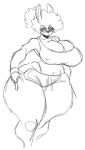 anthro big_breasts big_butt blush breasts butt clothed clothing crossgender digital_media_(artwork) eldiipiid female harry_gray_(eldiipiid) hi_res huge_butt lagomorph leporid mammal nipples rabbit simple_background solo thick_thighs wide_hips