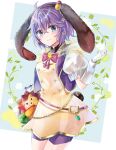  1girl 3: ahoge animal_ears bernadetta_von_varley bernadetta_von_varley_(spring) black_hairband blue_eyes bow bowtie closed_mouth clover cowboy_shot crossed_bangs dress eyes_visible_through_hair fake_animal_ears fire_emblem fire_emblem:_three_houses fire_emblem_heroes floppy_ears four-leaf_clover gloves hair_between_eyes hair_ornament hairband hand_up legs_together open_clothes open_vest pink_bow pink_bowtie puffy_short_sleeves puffy_sleeves purple_hair purple_shorts purple_vest rabbit_ears rabbit_tail short_sleeves shorts shorts_under_dress solo standing tail vest white_gloves yellow_dress yuyu_(spika) 