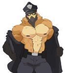 abs accipitrid accipitriform anthro avian biceps bird clothed clothing crimenes eagle hi_res male muscular muscular_anthro muscular_male nipples peak pecs police solo