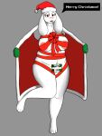 absurd_res anthro bdsm bondage bound breasts christmas christmas_clothing christmas_headwear chubby_female clothed clothing dangermons female gift gloves handwear headgear headwear hi_res holidays humanoid partially_clothed ribbon_bondage ribbons simple_background solo toriel undertale undertale_(series)