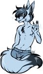  anthro blush canine clothed clothing fur hair male mammal maplecookies navel nipples solo topless 