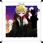  2boys 2girls axel_(kingdom_hearts) black_hair black_robe blonde_hair blue_eyes castle dress facial_mark hair_between_eyes hair_slicked_back holding holding_sketchbook jacket kh_524 kingdom_hearts kingdom_hearts_358/2_days medium_hair multiple_boys multiple_girls namine red_hair robe robe_partially_removed roxas short_hair short_sleeves sideburns sketchbook spiked_hair upper_body white_dress white_jacket xion_(kingdom_hearts) 