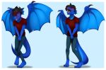 2022 anthro artist_name barefoot biped blue_background blue_body blue_bottomwear blue_clothing blue_pants blue_scales blush bodily_fluids border bottomwear citris claws clothed clothing digital_media_(artwork) drache dragon eyebrows eyes_closed feet full-length_portrait fully_clothed genital_fluids hindpaw male membrane_(anatomy) membranous_wings omorashi open_mouth pants paws pink_tongue portrait red_clothing red_shirt red_topwear scales scalie sequence shaded shirt simple_background solo spikes spikes_(anatomy) standing toe_claws tongue topwear urine urine_pool wet wet_bottomwear wet_clothing wet_pants wetting wetting_bottomwear wetting_self white_border wing_spikes wings