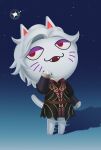  1boy absurdres animal_crossing animal_ears astarion cat_boy cat_ears colored_skin crossover dopanin full_body furry furry_male gradient_background grey_hair highres long_sleeves male_focus red_eyes short_hair solo white_skin 