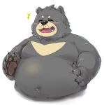 2024 anthro bear belly big_belly black_body black_fur black_nose blush eyes_closed fur furipon kemono male mammal navel overweight overweight_male simple_background solo white_background