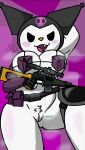 anthro armpit_fetish big_breasts bodily_fluids bone breasts bulletproof_vest clothed clothing clown demon female foxchen fur genitals gun holding_object holding_weapon huge_breasts kuromi lagomorph leporid mammal onegai_my_melody open_mouth playerunknown&#039;s_battlegrounds pubes pussy rabbit ranged_weapon rifle sanrio skull smile sniper_rifle solo sweat sweaty_breasts tactical thick_thighs vss_vintorez weapon white_body