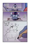 &lt;3 anthro backwards_baseball_cap backwards_hat baseball_cap blush bovid bovine cattle clothing comic drawing ear_piercing hat headgear headwear hi_res horn male mammal milo_(t0l0k) muscular muscular_male pencil_(object) piercing solo t0l0k tongue tongue_out