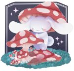  absurdres animal_ears blue_eyes blush_stickers cinnamoroll closed_mouth commentary english_commentary full_body grass highres looking_at_object lop_rabbit_ears mushroom mushroom_hat no_humans rabbit_ears sanrio standing starryyskies 