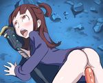  1girl ahegao akko_kagari animated ass ass_shake bent_over blush bottomless breasts dress female kushishekku little_witch_academia long_sleeves no_panties open_mouth penis pussy rolling_eyes sex staff straddling tongue uncensored vaginal wide_sleeves 