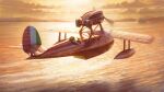  aircraft airplane flying_boat highres italian_flag jeffholy kurenai_no_buta porco_rosso_(character) savoia_s.21 sunset tagme vehicle_focus 