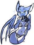  anthro bat bikini clothing collar female looking_at_viewer mammal maplecookies sketch smile solo swimsuit wide_hips wings 