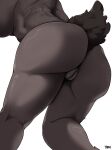 3:4 anthro biped black_body bovid breasts butt butt_focus caprine female fur genitals hi_res low-angle_view mammal nude pussy sheep simple_background solo taphris thick_thighs white_background