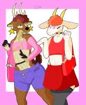 bimbo_anthro bovid caprine cervine clothed clothing crossdressing deer duo girly goat hi_res horn humanoid isi male male/male mammal marcusthegoat shopping