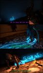  2016 3d_(artwork) all_fours ambiguous_species anthro argonian armor bizzyniz cave clothed clothing comic detailed dialogue digital_media_(artwork) dragging female front_view fully_clothed glowing helmet hi_res hoodie inside rear_view reptile scalie side_view skyrim source_filmmaker standing tentacles the_elder_scrolls torch translucent translucent_tentacles video_games 