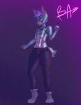 absurd_res anthro bonnieazle bottomwear chest_harness clothing dancing harness hi_res lagomorph leporid male mammal manly rabbit solo solo_focus tight_bottomwear tight_clothing