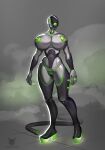 2024 android big_breasts breasts digital_drawing_(artwork) digital_media_(artwork) female genitals glowing hi_res humanoid kostictoxic machine metal_pussy metallic_body nipples not_furry nude pussy robot shaded signature solo thick_thighs