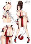  ass bare_back breasts brown_eyes brown_hair cleavage closed_fan fan fatal_fury folding_fan highres japanese_clothes large_breasts ninja pelvic_curtain ponytail ppshex revealing_clothes shiranui_mai sideboob the_king_of_fighters thong 