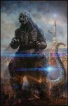  cheung_chung_tat city destruction dinosaur embers epic fire giant_monster glowing_eyes godzilla godzilla_(series) kaijuu monster mutant night red_eyes scar toho_(film_company) 