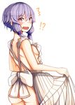  /\/\/\ 1girl @_@ al_bhed_eyes alternate_costume apron ass breasts commentary_request embarrassed from_behind hair_ornament looking_at_viewer looking_back maid_apron naked_apron open_mouth plan_(planhaplalan) purple_eyes purple_hair short_hair_with_long_locks sideboob sidelocks small_breasts solo spoken_interrobang surprised thighs vocaloid voiceroid wavy_mouth yuzuki_yukari 
