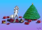 anal_beads anthro asphyxiation bdsm bondage bound canid canine canis choking christmas christmas_present christmas_tree duo feet foot_fetish foot_on_neck fox gift hi_res holidays male male/male mammal plant ribbon_bondage ribbons sex_toy tafy_tail tree wolf