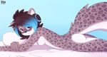  bed breasts butt cute feline female fur leopard looking_at_viewer lying mammal nikkihanabira pinup pose small_breasts snow_leopard solo 
