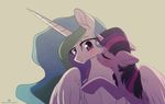  2017 animated blush duo equine eyelashes eyes_closed feathered_wings feathers female feral friendship_is_magic hair horn long_hair mammal momomistress multicolored_hair my_little_pony princess_celestia_(mlp) purple_eyes purple_feathers simple_background smile szafir87 twilight_sparkle_(mlp) white_feathers winged_unicorn wings 