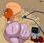 2024 antennae_(anatomy) anthro ass_clapping big_breasts big_butt breasts butt cleavage clothed clothing eyelashes female fish for_a_head group hi_res huge_butt humanoid joaoppereiraus karen_plankton machine male marine nickelodeon nipple_outline object_head onomatopoeia plankton_(species) robot robot_humanoid sheldon_j._plankton simple_background sound_effects spongebob_squarepants suzie_groove text thick_thighs trio twerking