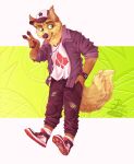 absurd_res anthro brown_body brown_fur canid canine clock clothed clothing fox fully_clothed fur green_eyes hat headgear headwear hi_res jewelry male mammal necklace solo tongue tongue_out tonydunkel watch